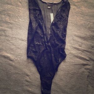 Deep V VS lace and strappy teddy