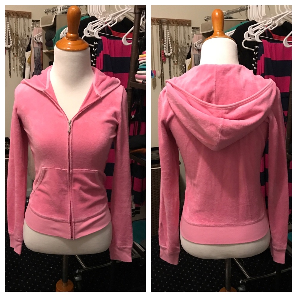 Juicy Couture Bubblegum Pink Terry Zip Hoodie Sz S