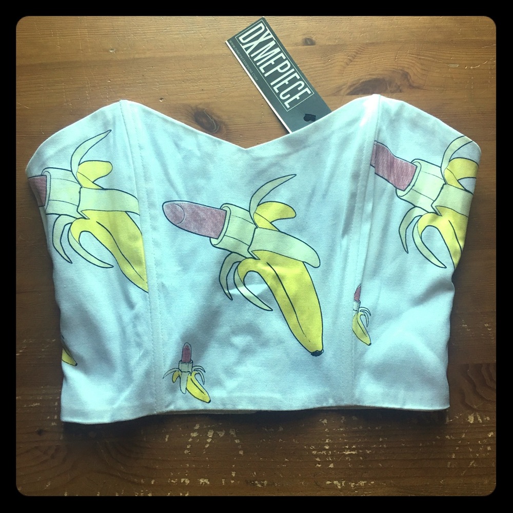 DimepiecexJoyrich Lipstick Banana bustier crop
