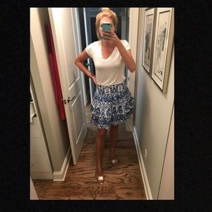 Blue and white print Milly skirt