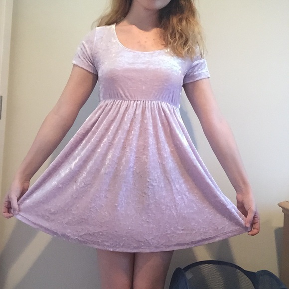 American Apparel Dresses Aa Lavender Crushed Velvet Baby Doll Dress