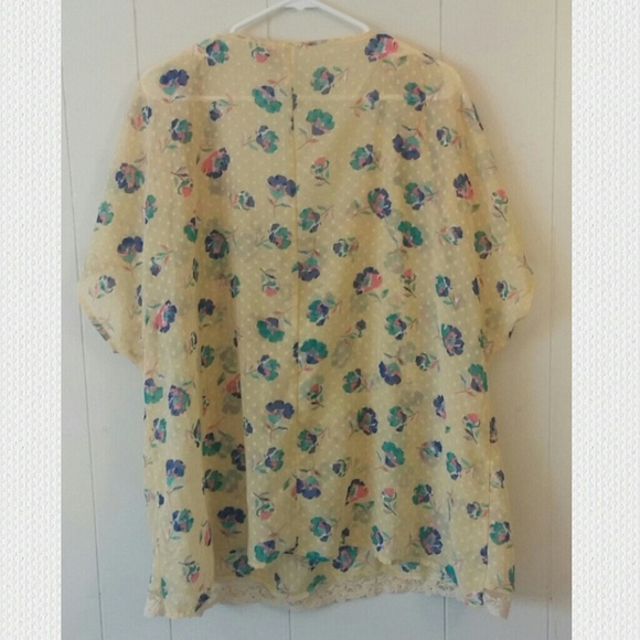 Floral Sheer Yellow Top - Picture 6 of 8