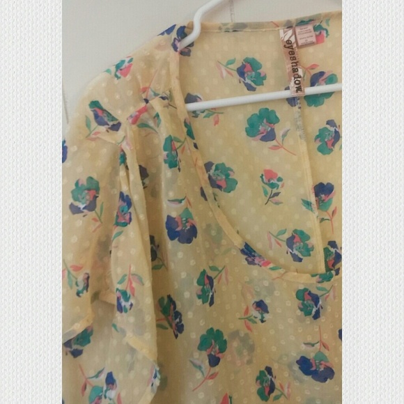 Floral Sheer Yellow Top - Picture 7 of 8