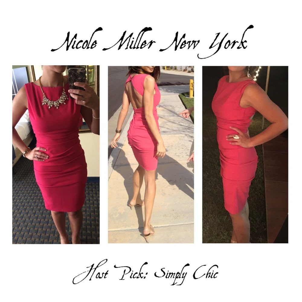 Nicole Miller Ruched Sheath w/  Cut Out Back