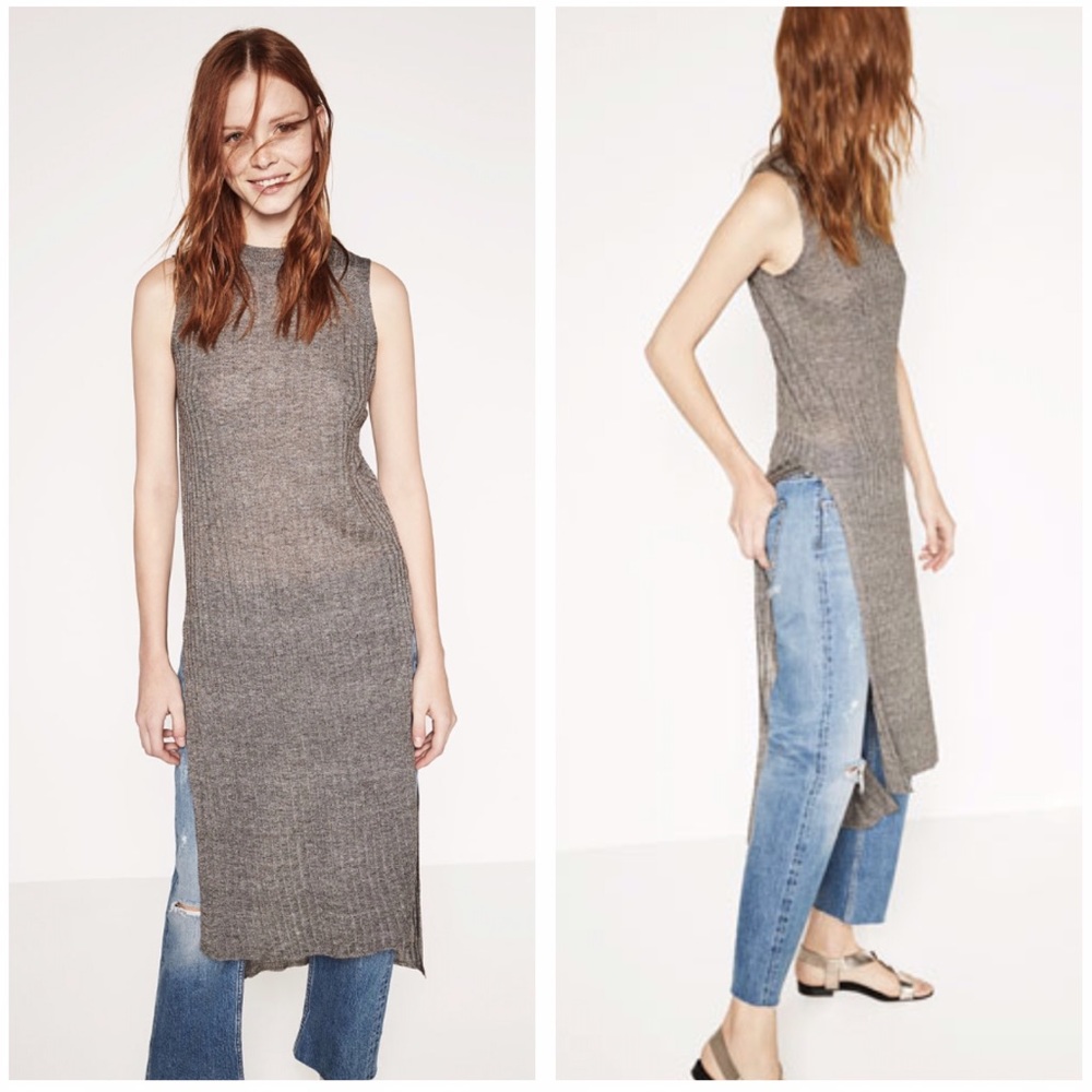 🚫 SOLD Zara Ribbed Tunic with Slits