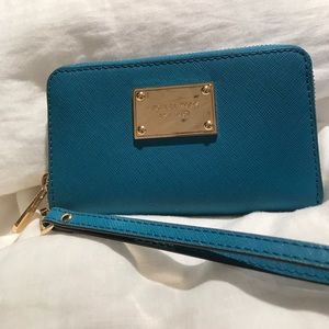 Blue Michael Kors Wristlet
