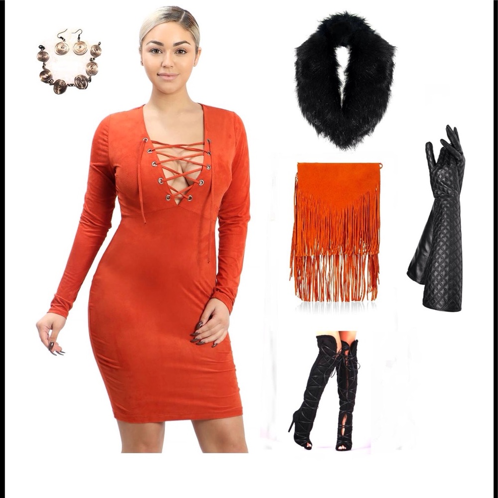 Lace up Suede Dress
