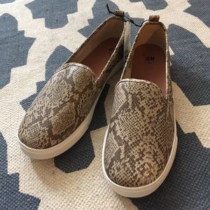 H&M Faux Snakeskin Slip On Sneakers