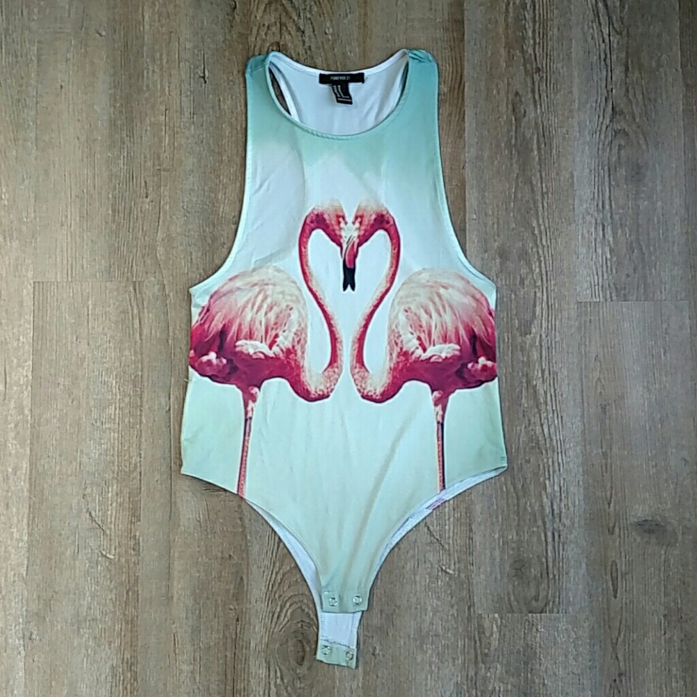 Flamingo Heart Bodysuit Medium