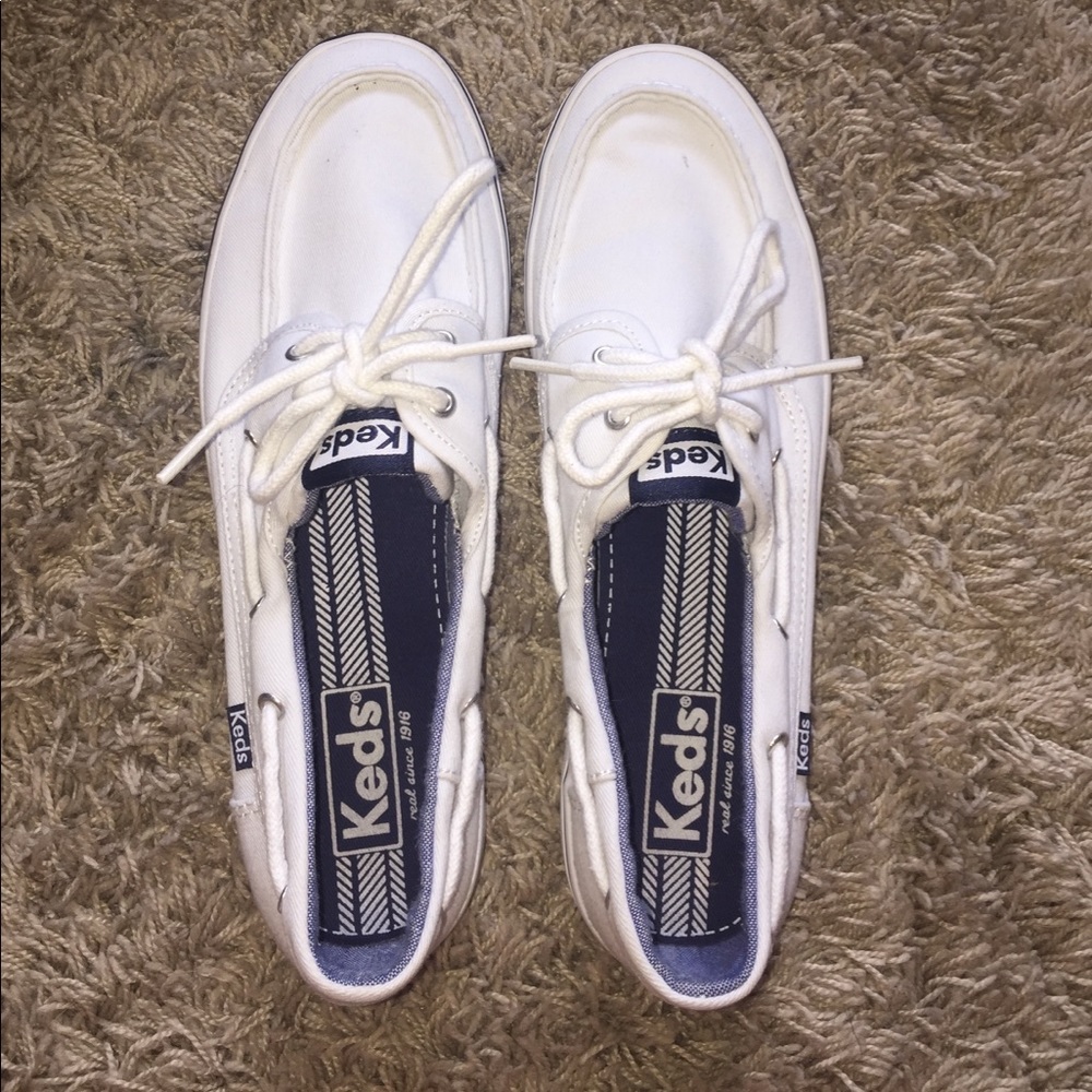 All White Boat Keds Shoes