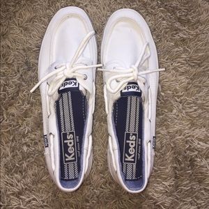 All White Boat Keds Shoes