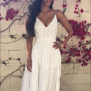 Floor Length White Lace Maxi Dress