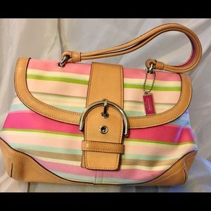 Coach, Hampton Soho MulticolorCanvas W/Tan Leather