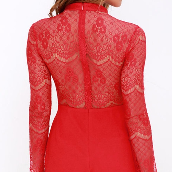 Red lace romper - Picture 3 of 4
