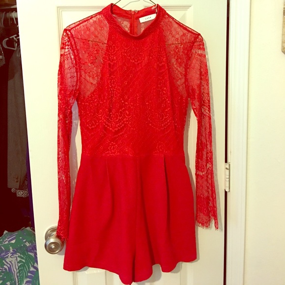 Red lace romper - Picture 4 of 4