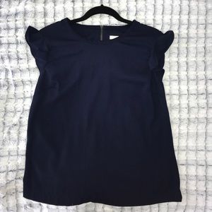 J. Crew flutter sleeve navy shirt