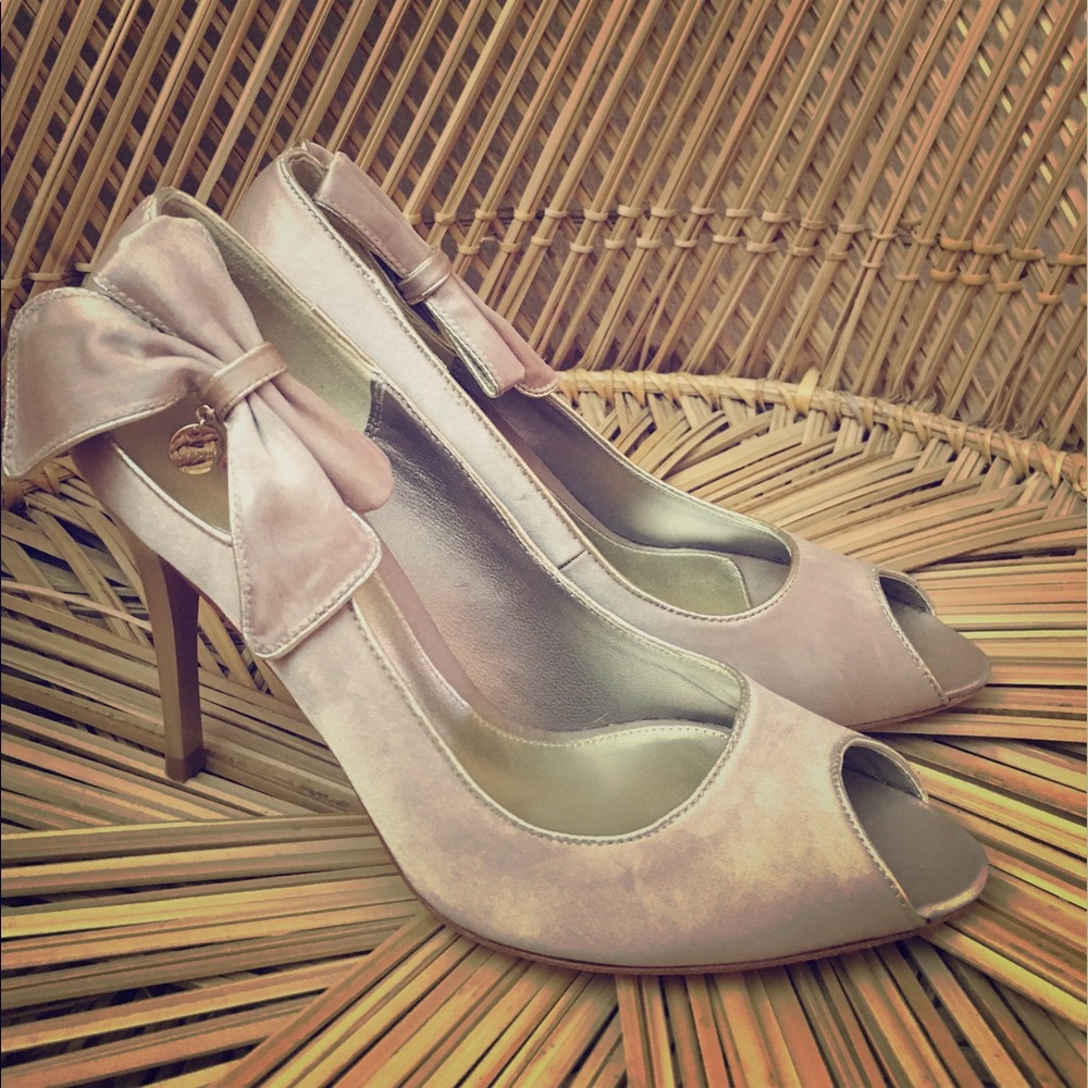 Karen Millen Peep Toe Stiletto Heels Champaign 7