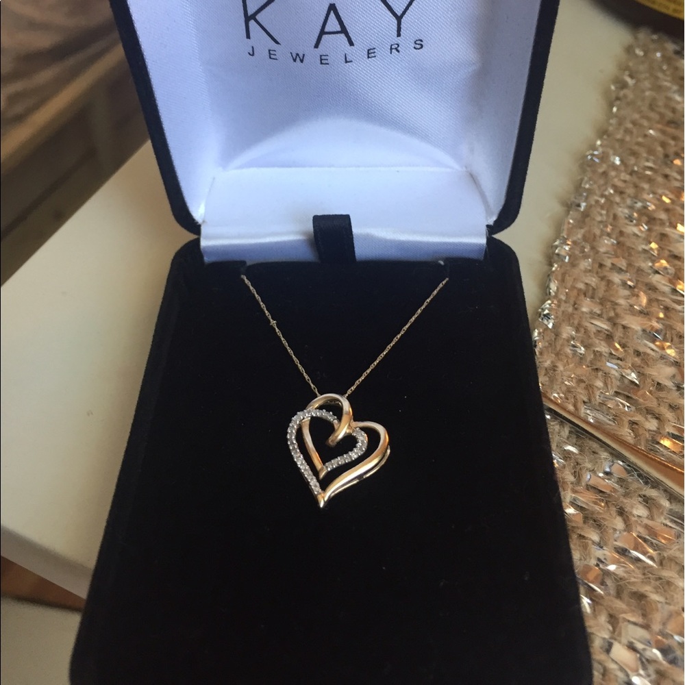 Diamond Heart Necklace 1/8 ct tw Round-cut 10K