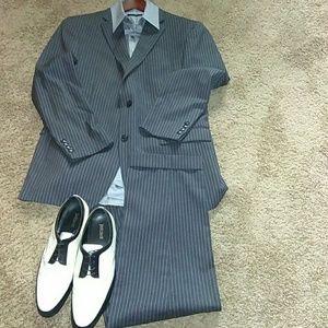 Mens two piece fitted stripe suit by Austin Reed