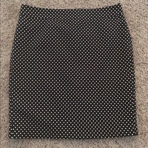 Ann Taylor black and cream polka dot pencil skirt