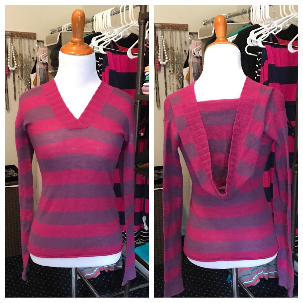 Lily McNeal Striped Purple Pink Sweater Size S