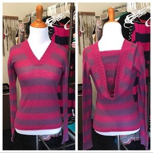 Lily McNeal Striped Purple Pink Sweater Size S