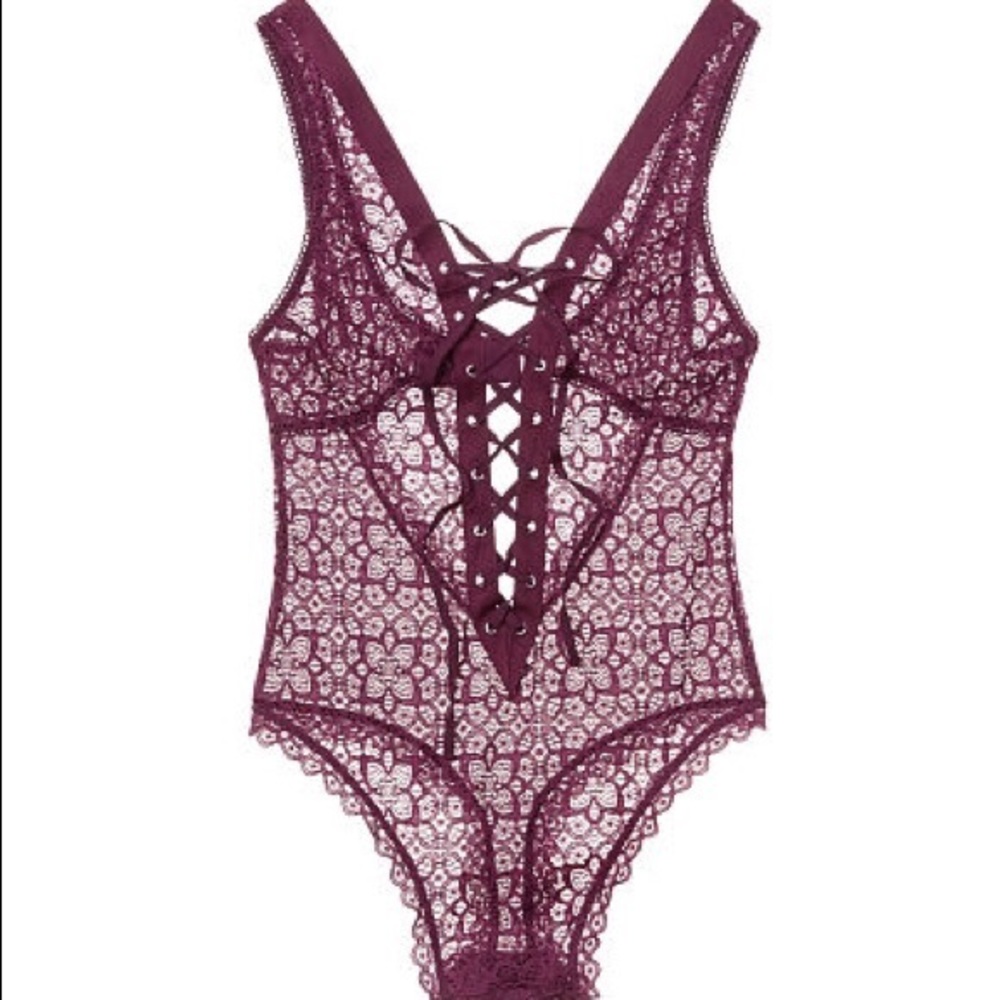 Victoria's Secret Ruby Wine Lace Corset Teddy - Picture 5 of 5