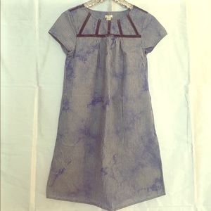 J. Crew Blue Striped Tye Dye Dress