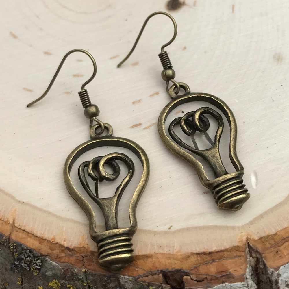 Steampunk Lightbulb Earrings Industrial