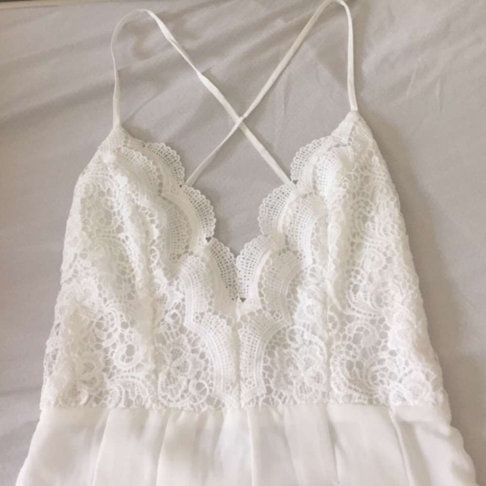 White Lace Backless Romper