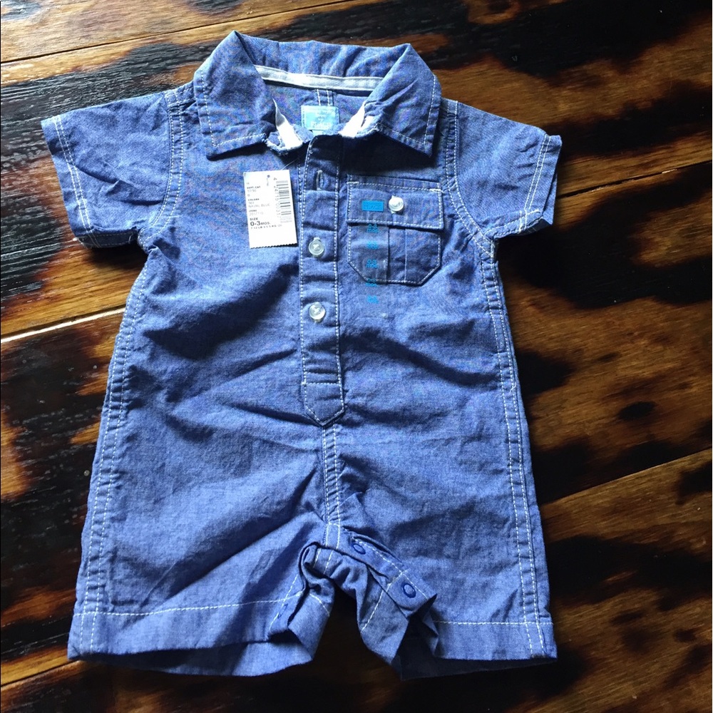TCP baby boys denim shorts romper 0-3 months