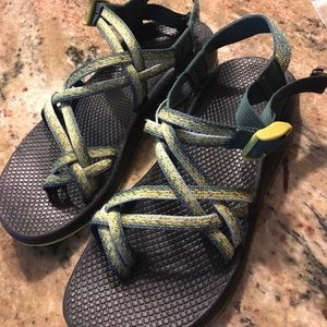 Chaco' green and yellow sandals