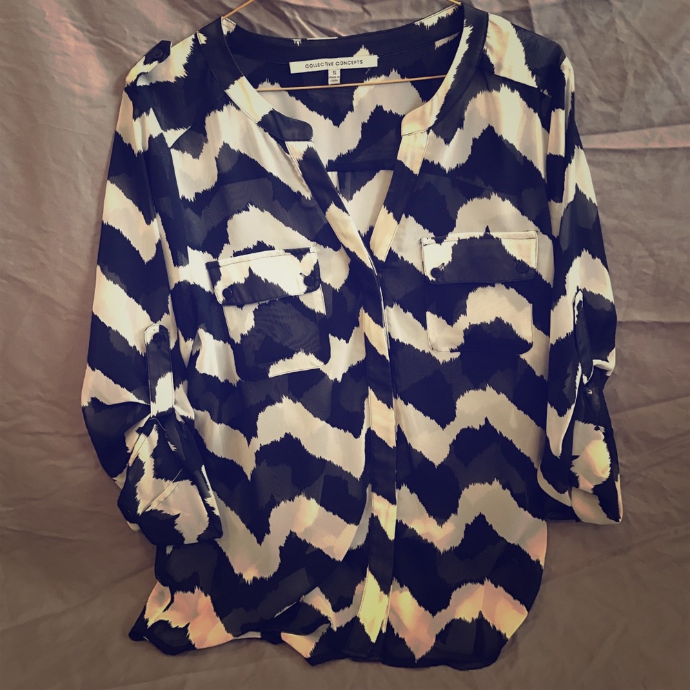 Collective Concepts Patterned Sheer Blouse