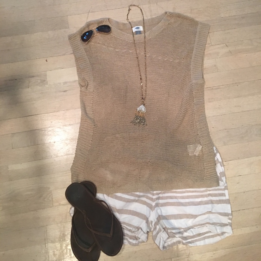 Old Navy Open Weave Tan Summer Sweater
