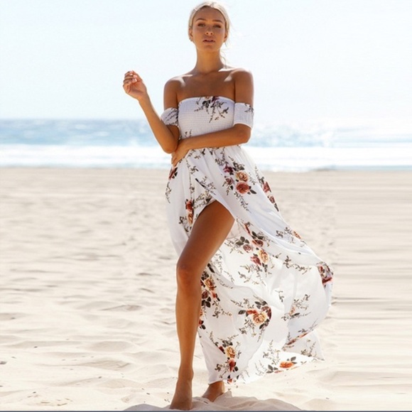 🎉HP🎉Off Shoulder boho chiffon dress - Picture 3 of 5