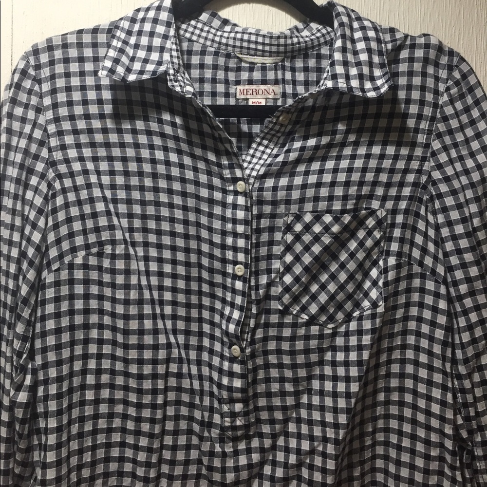 Black and white gingham print shirt