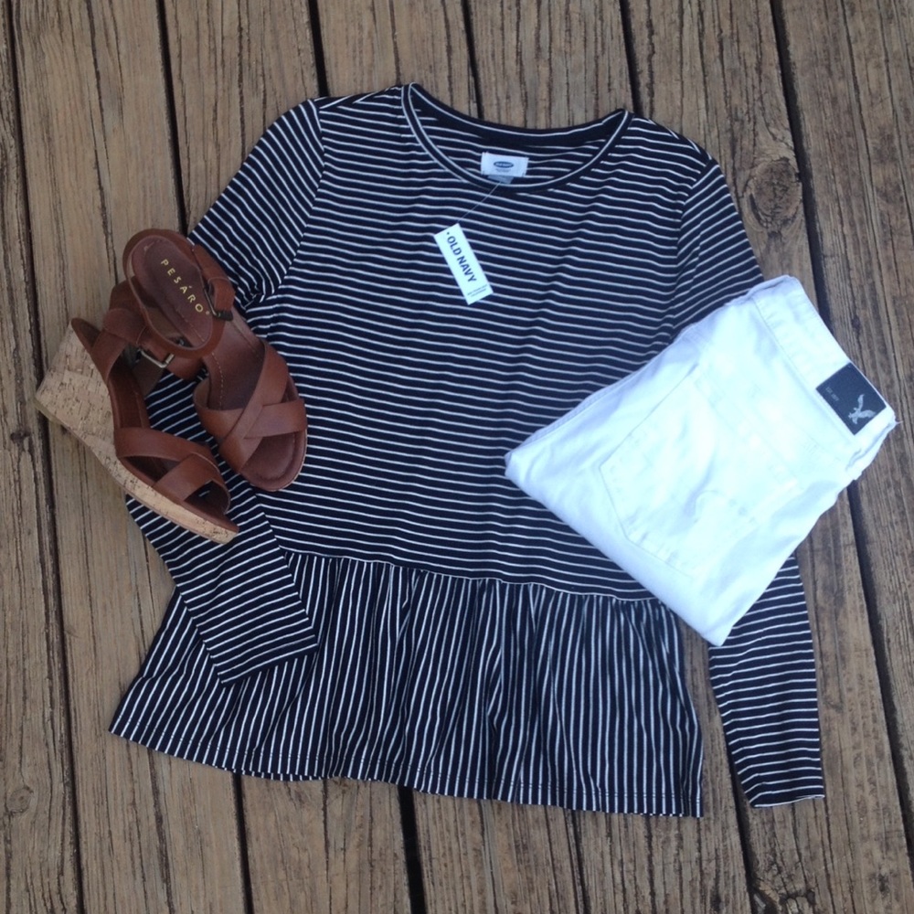 Old Navy Striped Peplum Top