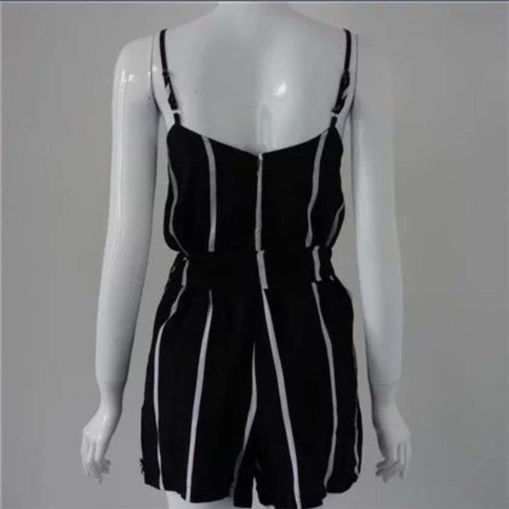 Chiffon black and white striped romper dress - Picture 3 of 4