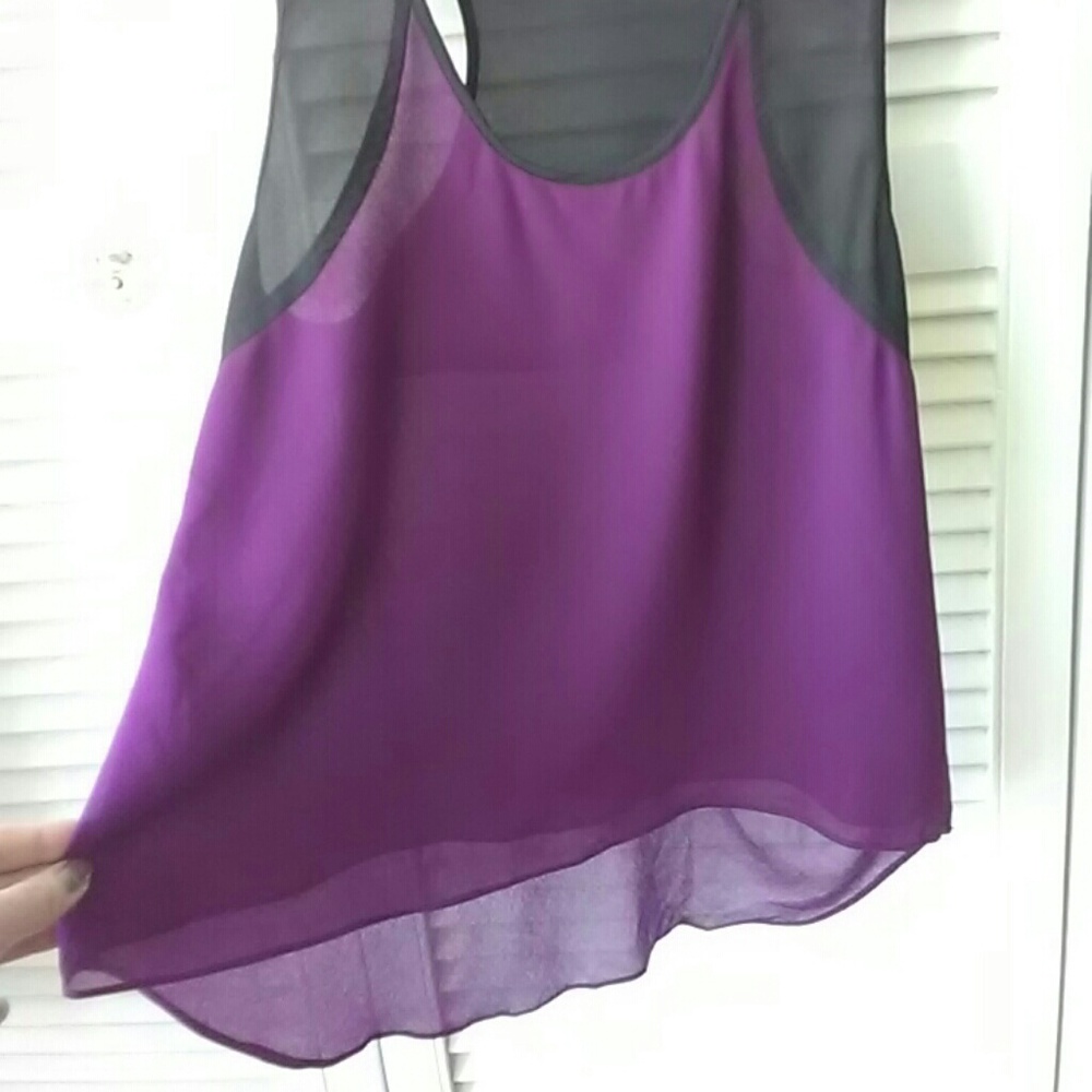 Sheer black and purple sheer tank - Picture 2 of 5