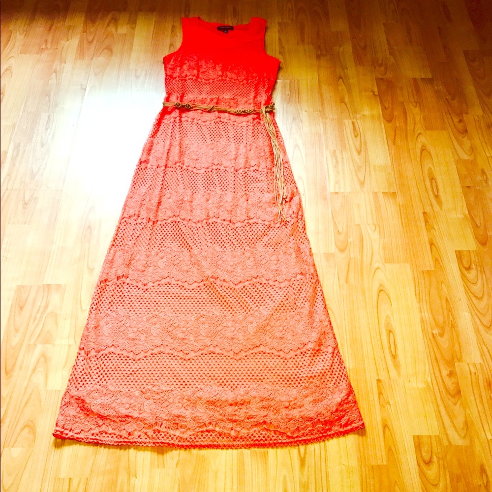 ###Sold on eBay #### Coral Lace Dress, Size-6