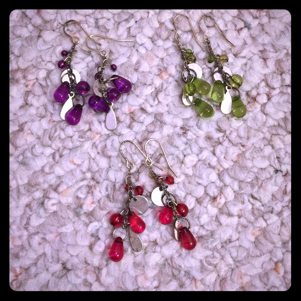 Set of 3 colorful earrings