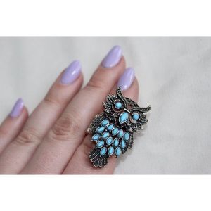 Charming Charlie Turquoise Owl Stretch Ring