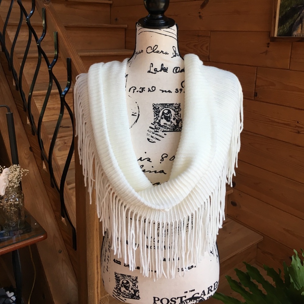 White infinity wrap scarf