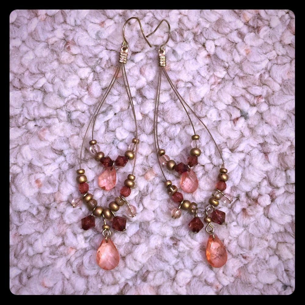 Peach and gold earrings