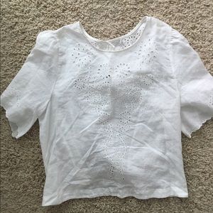Free People White Floral Blouse