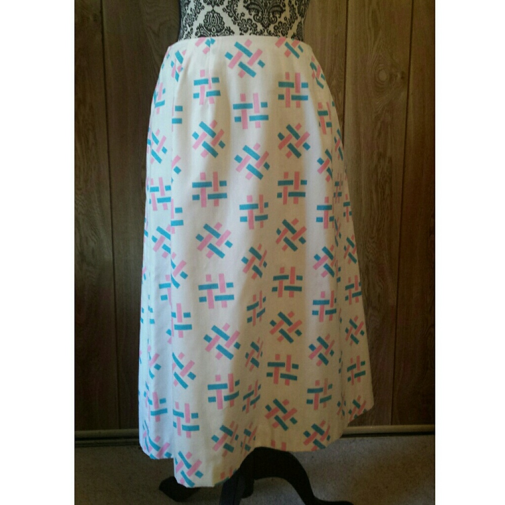 VINTAGE 80s/90s Retro Pastel Print Skirt