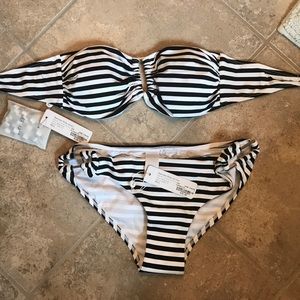 Black and white striped bikini