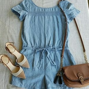 FINAL🎉LOFT Light Blue Linen Romper