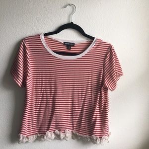 Red and white striped top