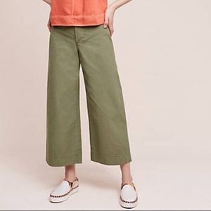 Anthropologie green wide leg pants